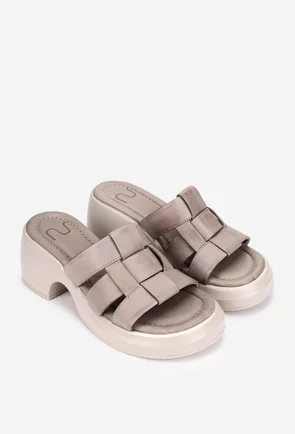 Sandale dama NUR taupe din piele naturala