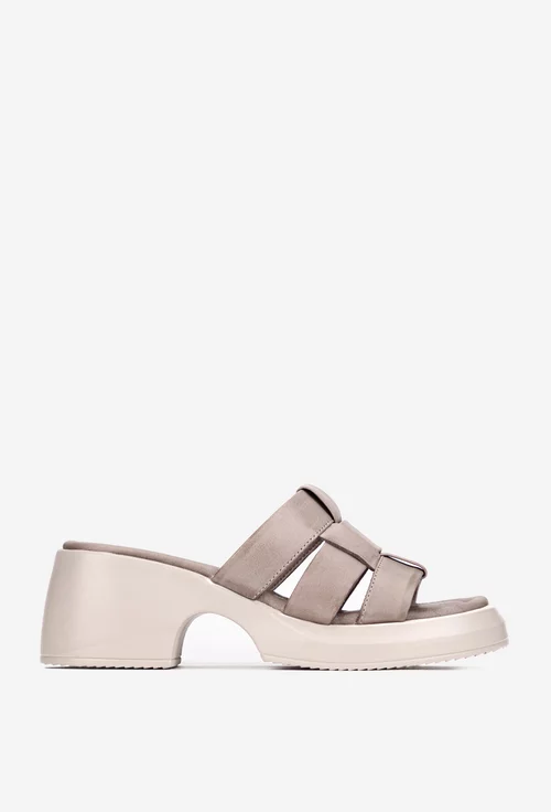 Sandale dama NUR taupe din piele naturala