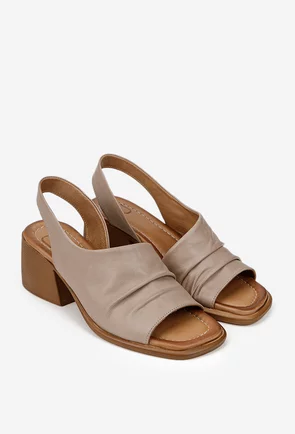 Sandale dama NUR taupe din piele naturala