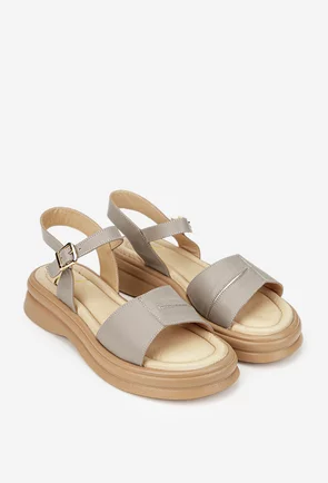Sandale dama NUR taupe din piele naturala