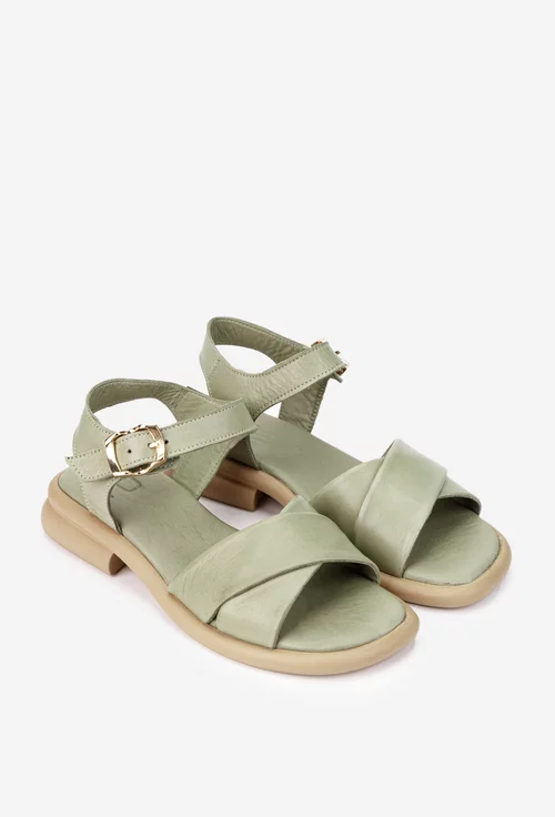 Sandale dama NUR verzi din piele naturala