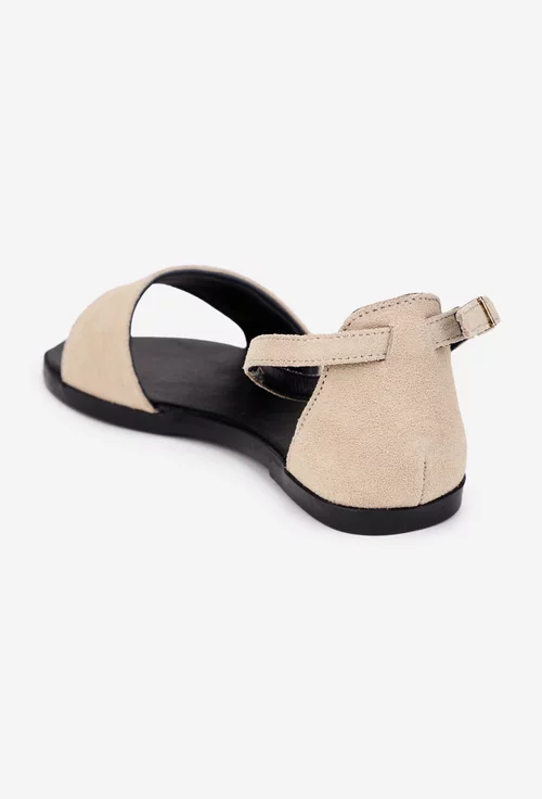 Sandale dama realizate din piele intoarsa bej