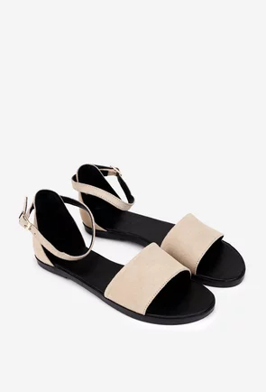 Sandale dama realizate din piele intoarsa bej