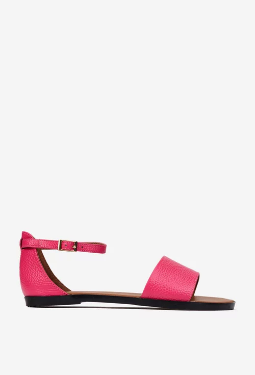 Sandale dama realizate din piele texturata fuchsia