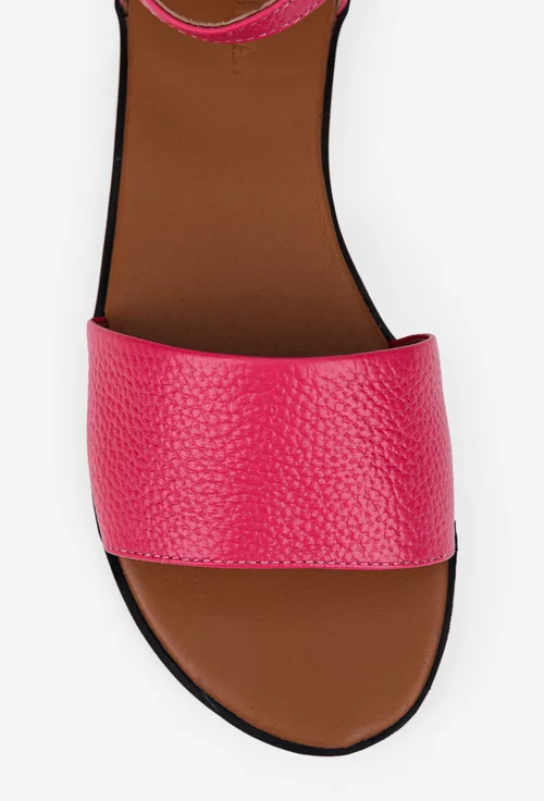 Sandale dama realizate din piele texturata fuchsia