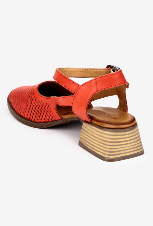 Sandale dama rosii din piele cu perforatii
