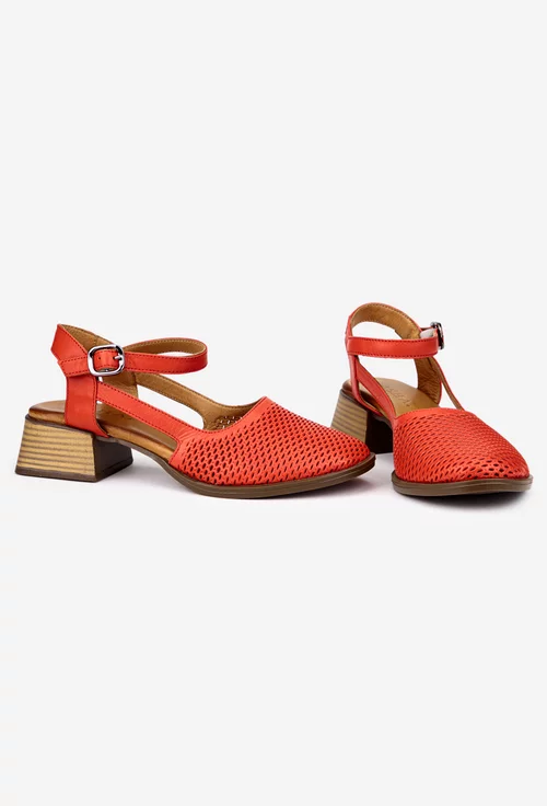 Sandale dama rosii din piele cu perforatii
