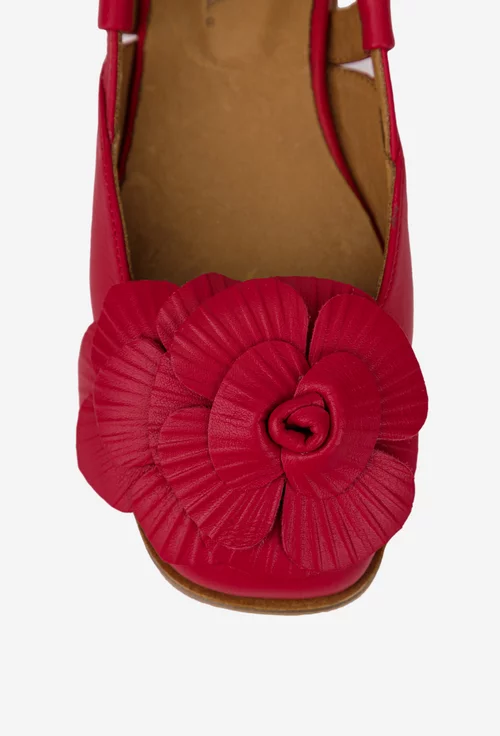 Sandale dama rosii din piele naturala cu ornament