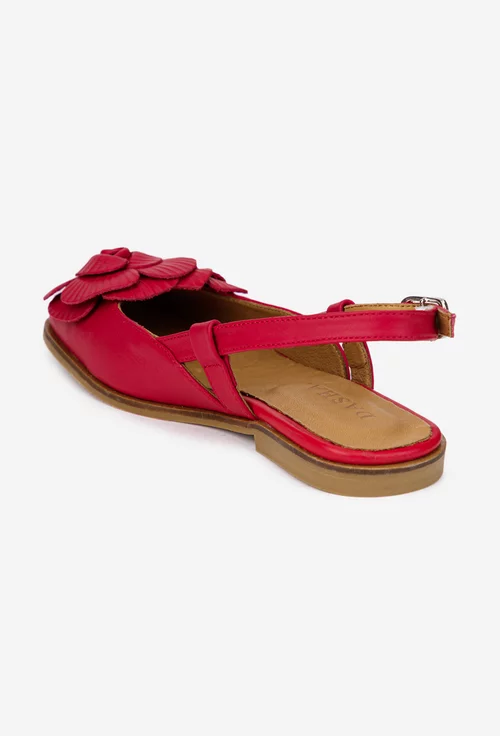 Sandale dama rosii din piele naturala cu ornament