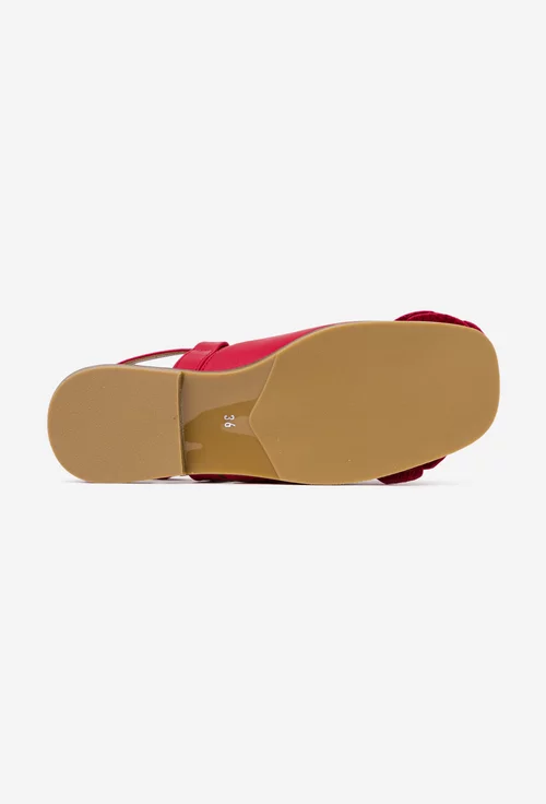 Sandale dama rosii din piele naturala cu ornament
