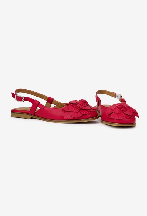 Sandale dama rosii din piele naturala cu ornament