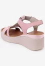 Sandale dama roz deschis din piele cu platforma