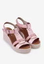 Sandale dama roz deschis din piele cu platforma
