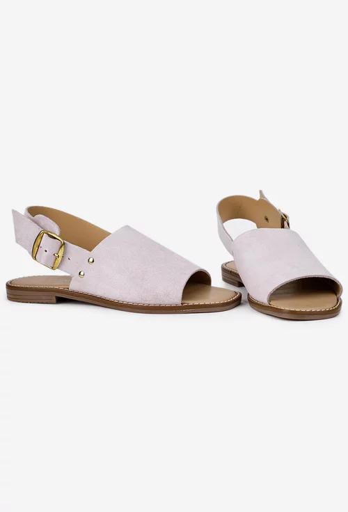 Sandale dama roz deschis din piele intoarsa