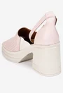 Sandale dama roz din piele cu toc gros si platforma
