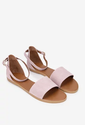 Sandale dama roz din piele intoarsa