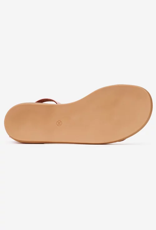 Sandale dama roz pudra din piele naturala