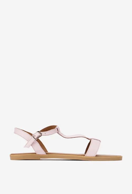 Sandale dama roz pudra din piele naturala