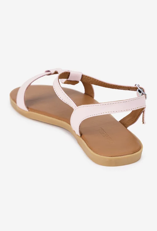 Sandale dama roz pudra din piele naturala
