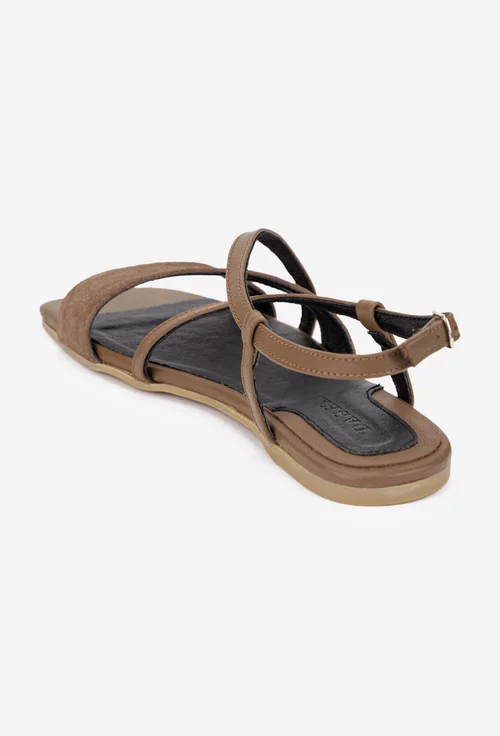 Sandale dama taupe din piele