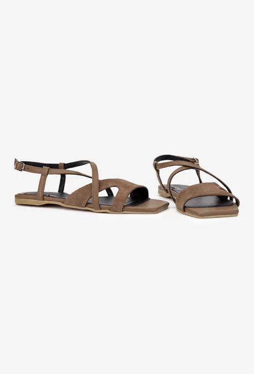 Sandale dama taupe din piele