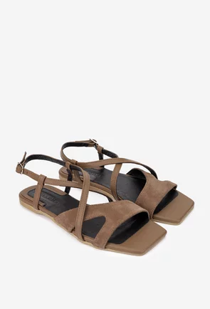 Sandale dama taupe din piele