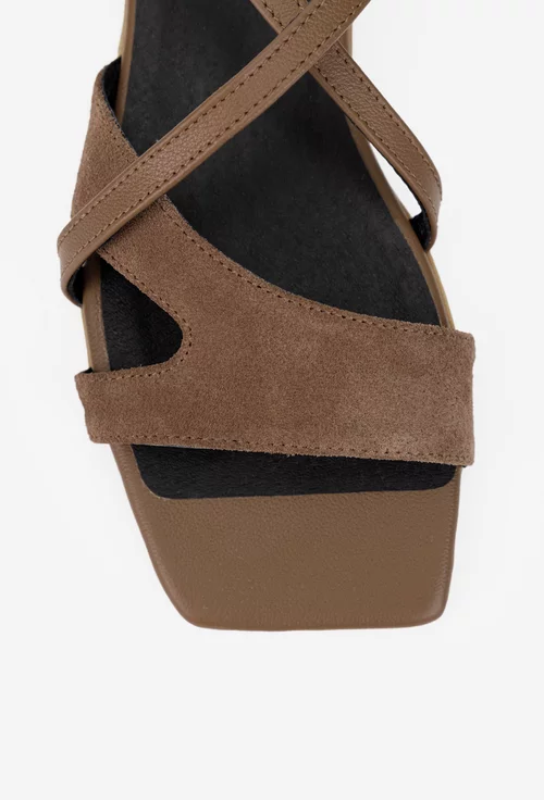 Sandale dama taupe din piele