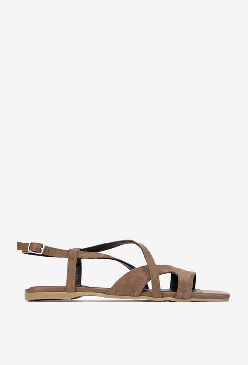 Sandale dama taupe din piele