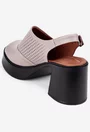 Sandale dama taupe din piele cu toc gros si platforma