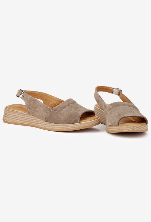 Sandale dama taupe din piele intoarsa