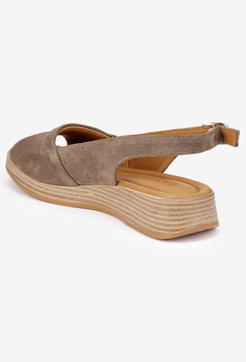 Sandale dama taupe din piele intoarsa