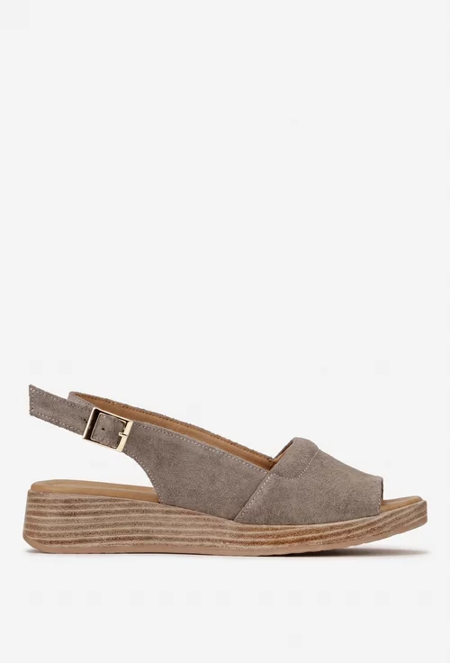 Sandale dama taupe din piele intoarsa