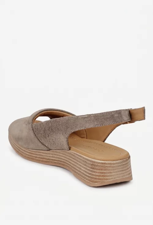 Sandale dama taupe din piele intoarsa