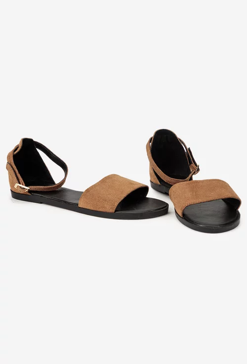 Sandale dama taupe din piele intoarsa picture - 5