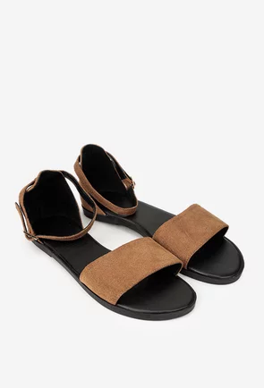 Sandale dama taupe din piele intoarsa