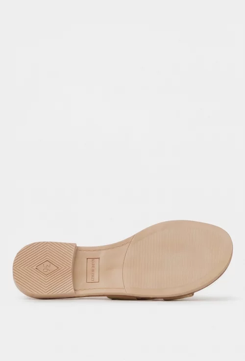 Sandale dama taupe din piele intoarsa model stil papuc picture - 6