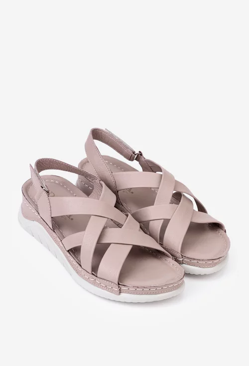 Sandale dama taupe din piele naturala