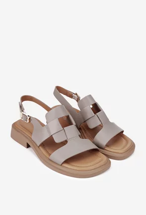 Sandale dama taupe din piele naturala