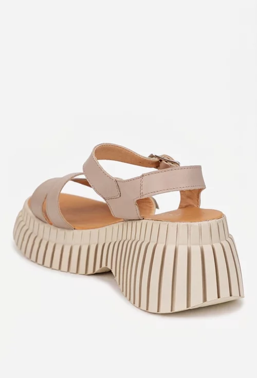 Sandale dama taupe din piele naturala