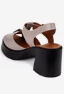 Sandale dama taupe din piele naturala cu accesoriu