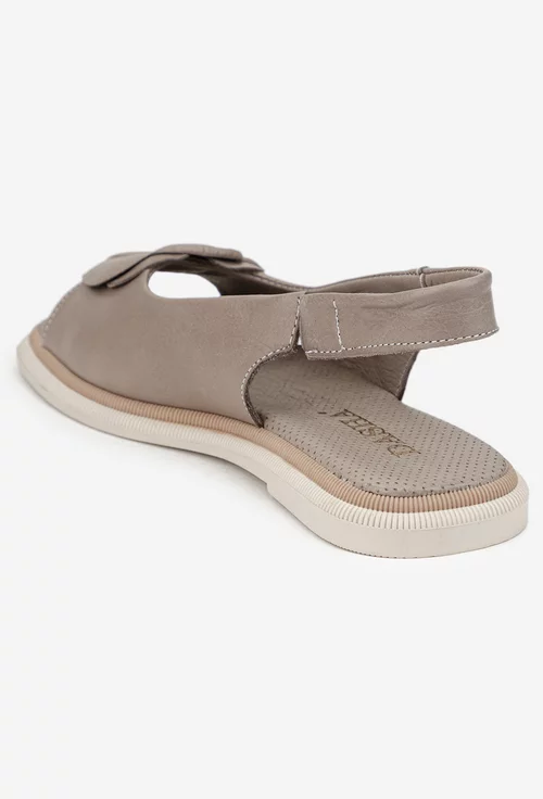 Sandale dama taupe din piele naturala cu floare picture - 4