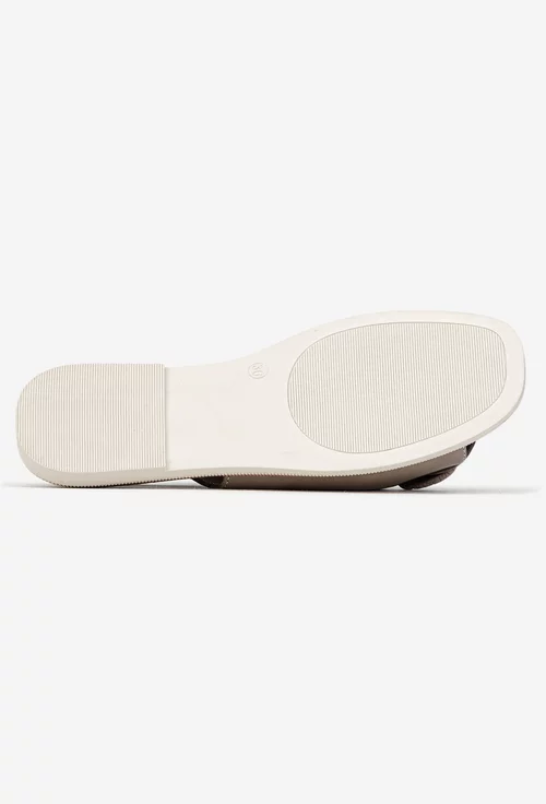Sandale dama taupe din piele naturala cu floare picture - 5