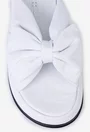 Sandale dama tip papuc din piele alba cu funda