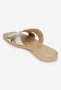 Sandale dama tip papuc din piele aurie