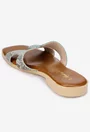 Sandale dama tip papuc din piele cu imprimeu multicolor