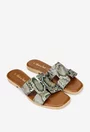 Sandale dama tip papuc din piele cu imprimeu multicolor