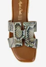 Sandale dama tip papuc din piele cu imprimeu multicolor