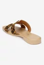 Sandale dama tip papuc din piele maro animal print