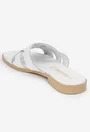 Sandale dama tip papuc din piele naturala alba