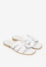 Sandale dama tip papuc din piele naturala alba